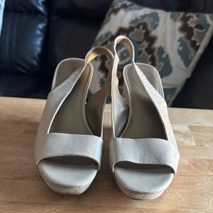 Anne Klein Cream Wedge Slingback Shoes